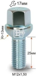 БОЛТ КОЛЕСА М12х1,5х25 кл.17 СФЕРА