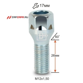 БОЛТ КОЛЕСА М12х1,5х26 кл.17