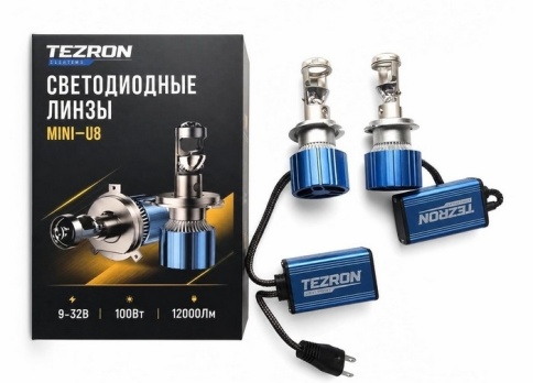 СВЕТОДИОДЫ НB4 100W 6000K 12000LM ЛИНЗЫ TEZRON MINI фото 1
