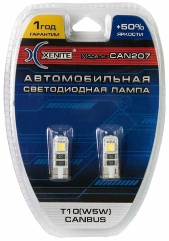 СВЕТОДИОДЫ Т10 5000К XENITE ОБМАНКА 2шт. фото 1