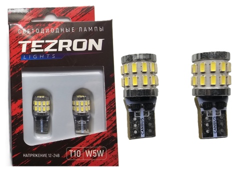 СВЕТОДИОДЫ Т10 50LM 6500К TEZRON LED 2шт. фото 1