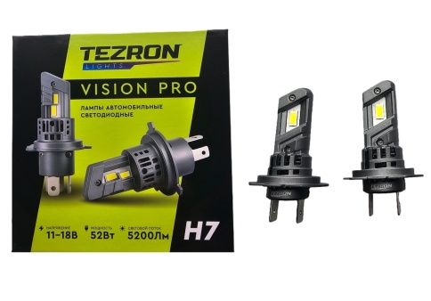 СВЕТОДИОДЫ Н7 52W 5200LM 6500К TEZRON VISION 2шт. фото 1