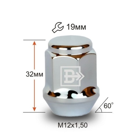 ГАЙКА КОЛЕСА М12х1,5х32 кл.19 ЗАКР. фото 1