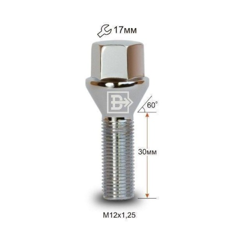БОЛТ КОЛЕСА М12х1,25х30 кл.17 фото 1