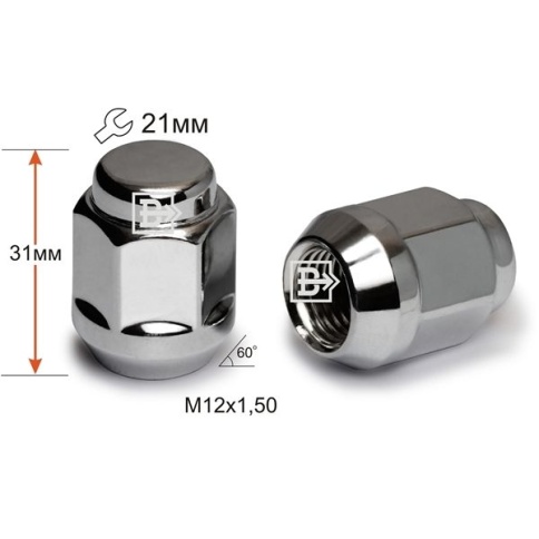 ГАЙКА КОЛЕСА М12х1,5х31 кл.21 ЗАКР. фото 1