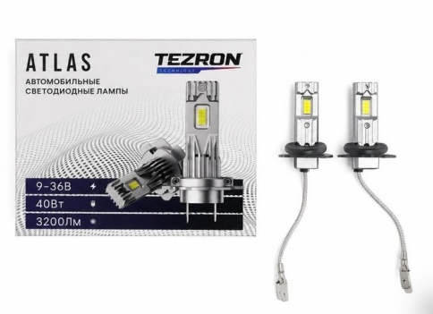 СВЕТОДИОДЫ Н3 40W 3200LM 6500К TEZRON ATLAS 2шт. фото 1