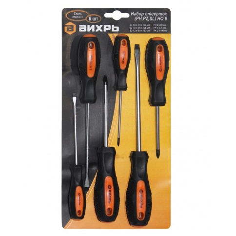 НАБОР ОТВЕРТОК  6пр (PH,PZ,SL)ВИХРЬ фото 1