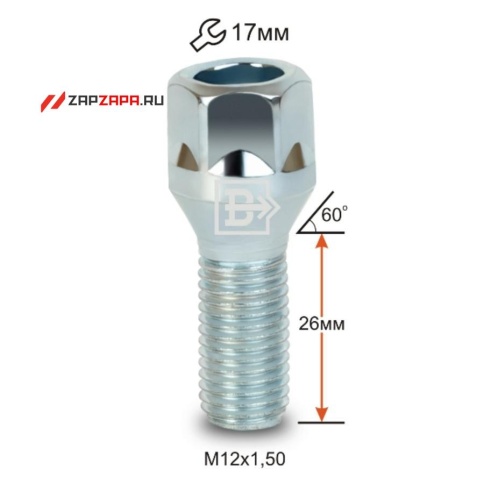 БОЛТ КОЛЕСА М12х1,5х26 кл.17 фото 1