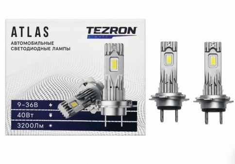СВЕТОДИОДЫ Н7 40W 3200LM 6500К TEZRON ATLAS 2шт. фото 1
