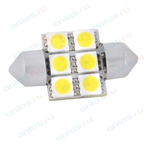 СВЕТОДИОД T11 БЕЛЫЙ  6 SMD 31мм  фото 1