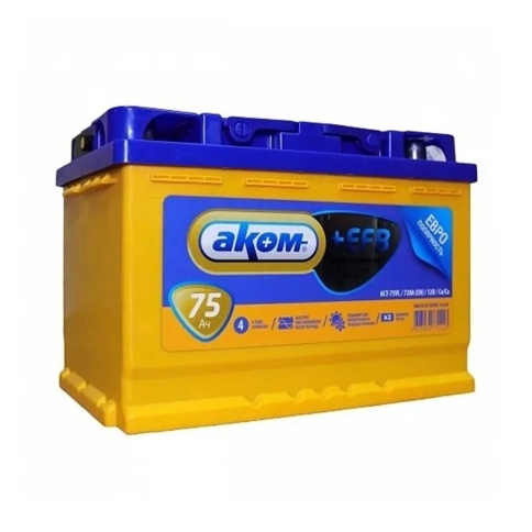 АКБ АКОМ EFB 6СТ-75А ЕВРО фото 1